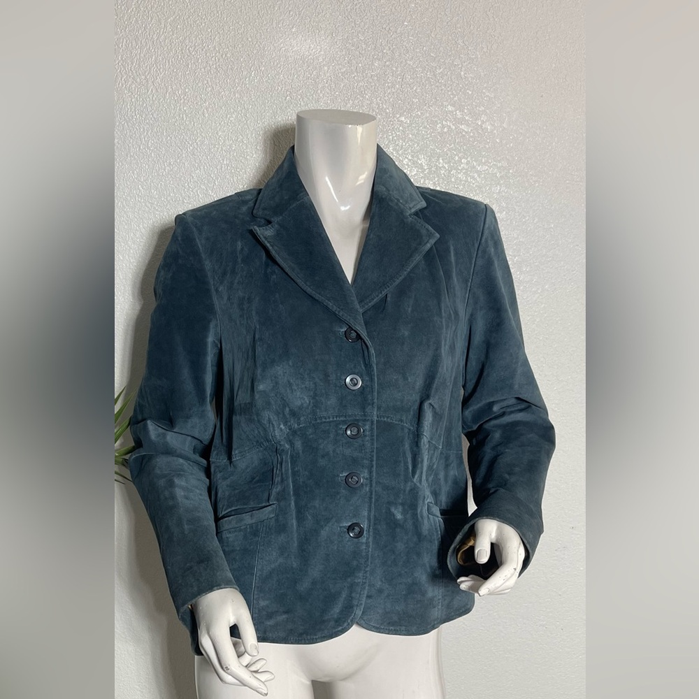 💯Leather Women's Suede Blazer in Deep Gray